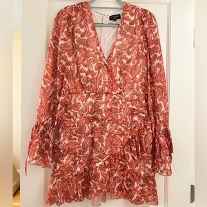 Revolve pink and maroon paisley long sleeve dress